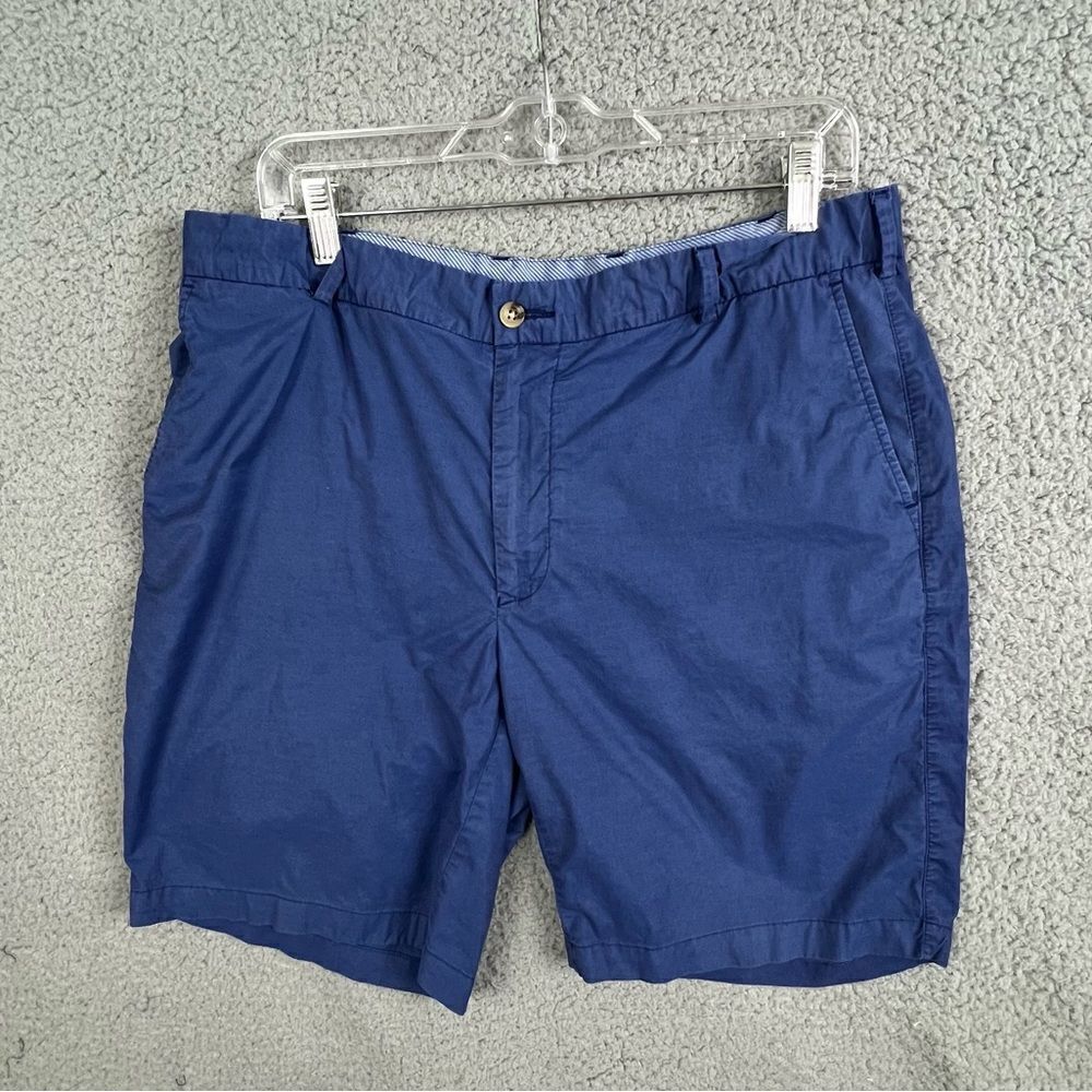 PETER MILLAR MENS BLUE FLAT FRONT SHORTS SIZE 35